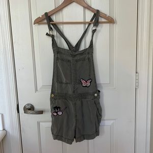 Divided H&M Olive Patch Overall Romper